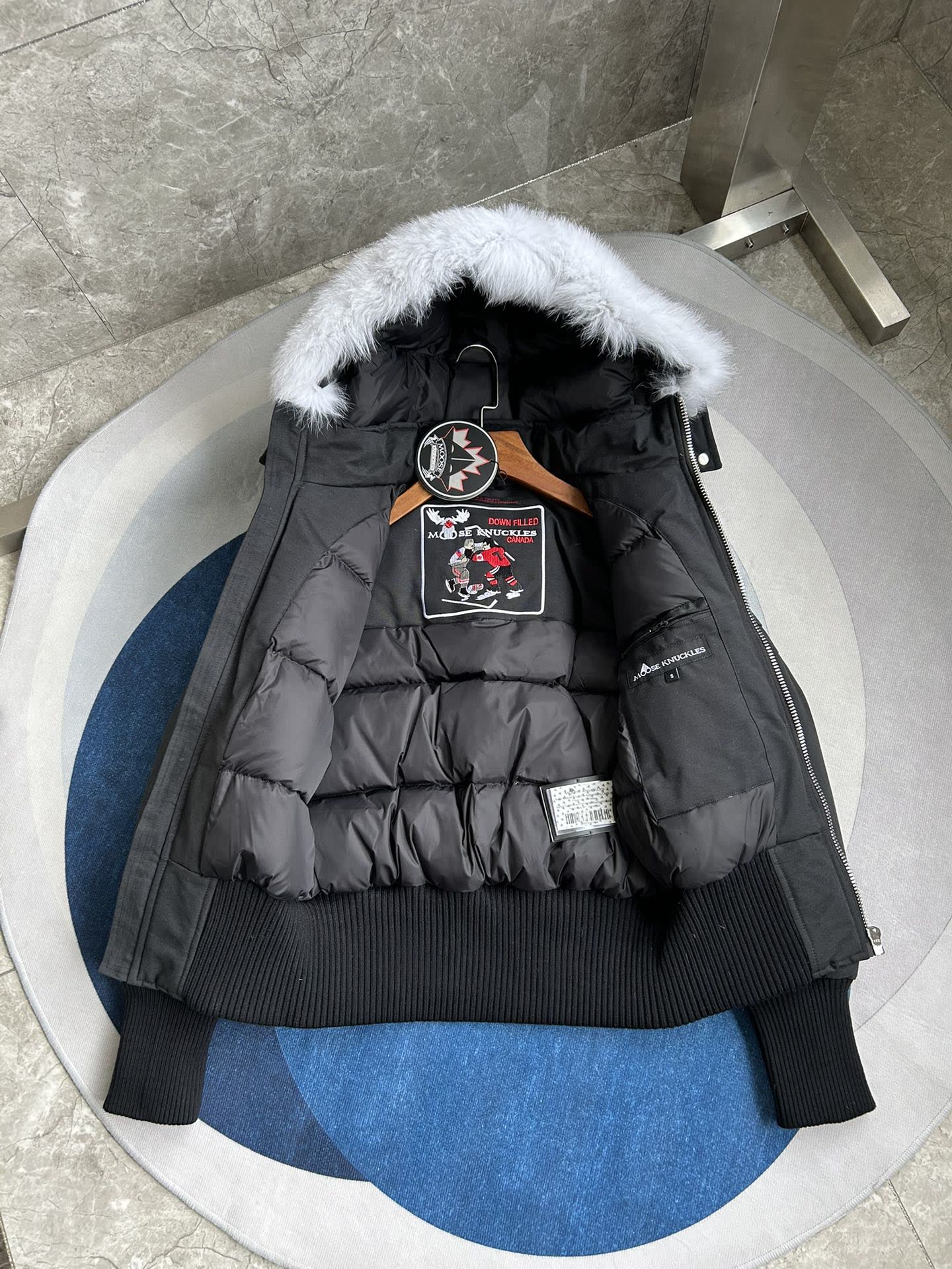 Moose Knuckles Hooded Fur-Trim Bomber Jacket